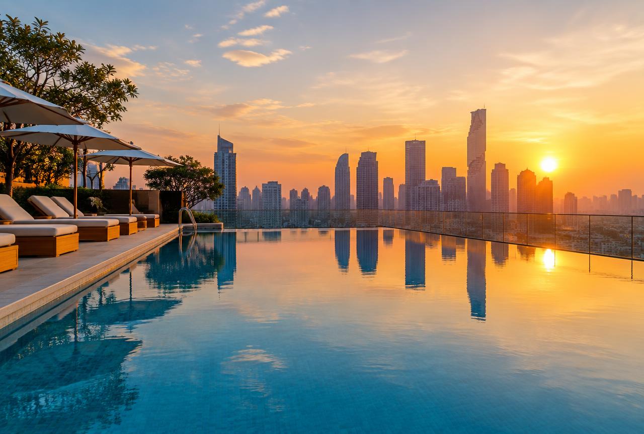 Sunrise rooftop swim